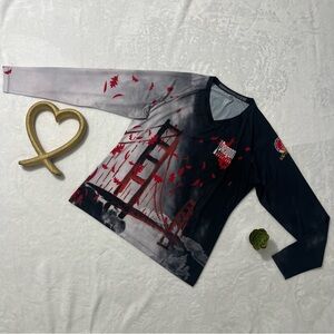 Women's Long Sleeve Graphic Tee - Black and Red